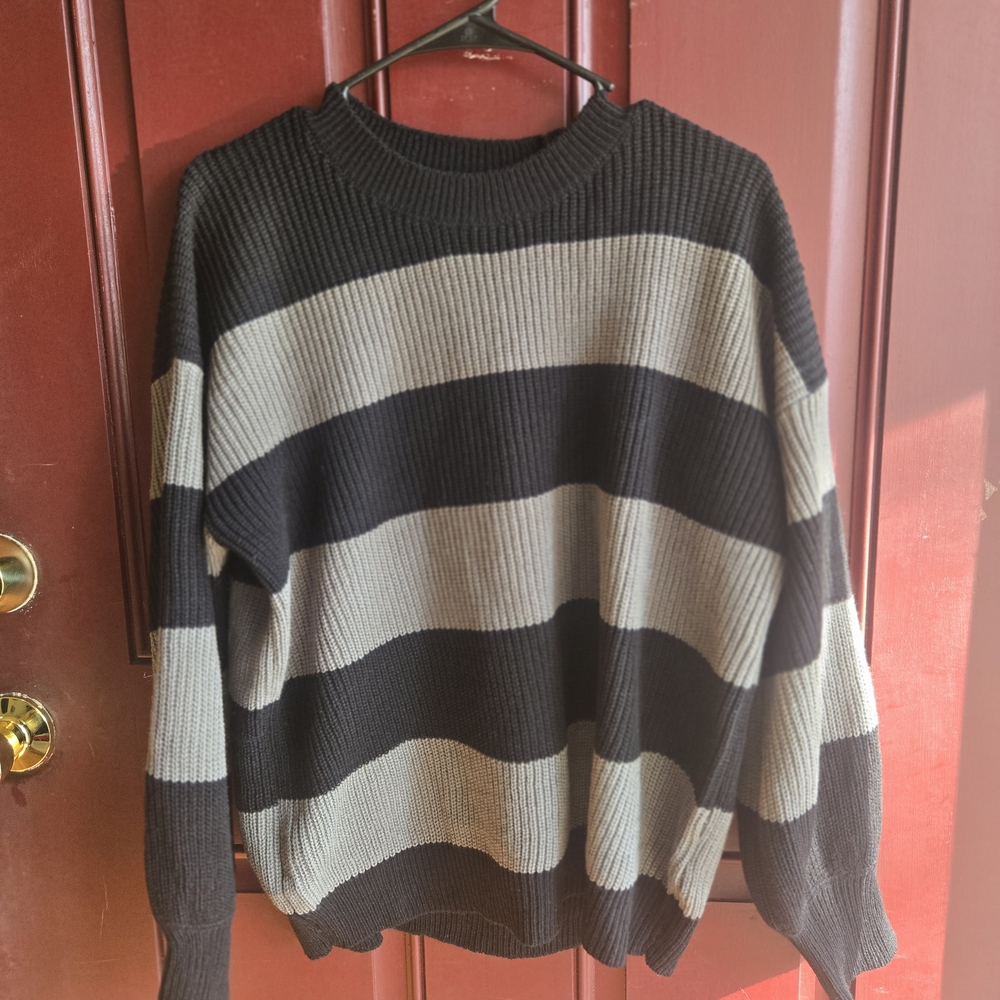 Striped Black and Gray WomensSweater